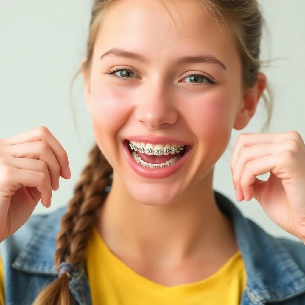 a girl with braces smiling